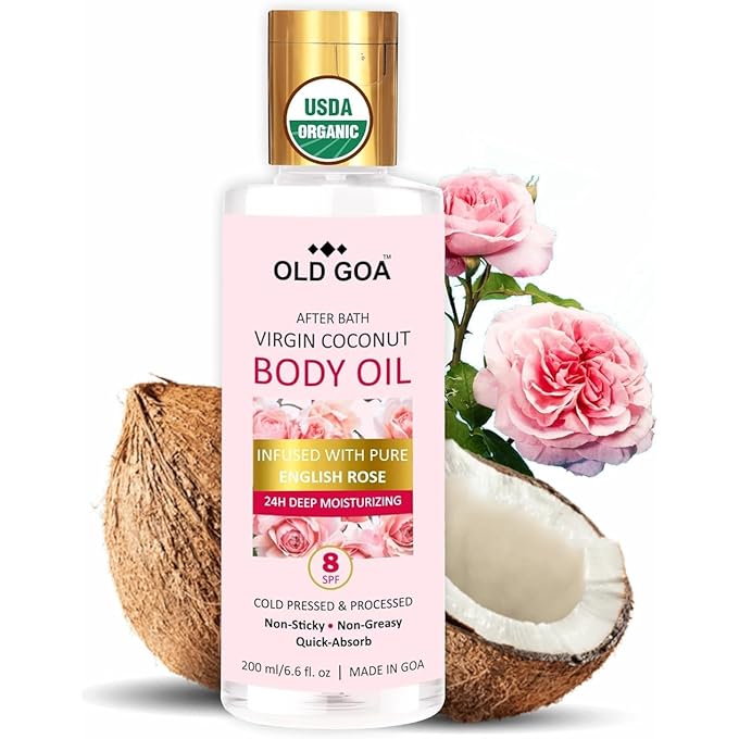OLDGOA After Bath Body Oil For Women Enriched With English Rose| For Glowing & Moisturising Skin | All Skin Types | Body Lotion | After Bath Oil| 50ML - Image 1